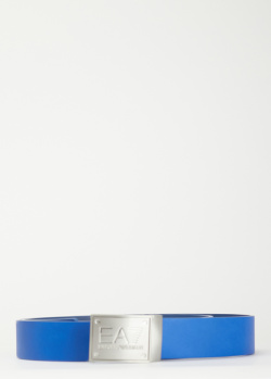Синий ремень EA7 Emporio Armani с брендовой пряжкой, фото