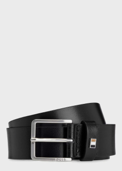 Черный ремень Hugo Boss с брендовым декором, фото