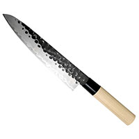 Универсальный нож Tojiro Hammered с орнаментом черного цвета на лезвии , фото