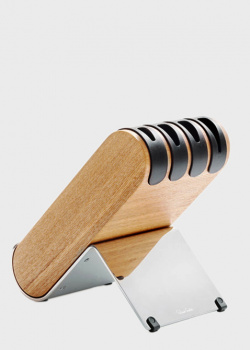 Підставка для ножів Robert Welch Q Knife Block із світло-коричневого дерева, фото