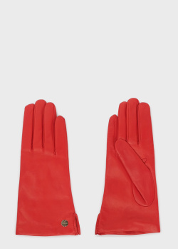 Рукавички зі шкіри Coccinelle Audrey червоного кольору, фото