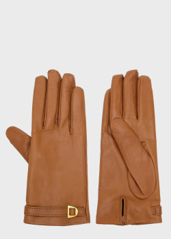 Коричневі рукавички Coccinelle з тонкою пряжкою, фото