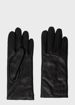 Рукавички зі шкіри Hugo Boss Hugo чорного кольору, фото