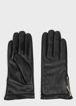 Черные перчатки Tosca Blu из мелкозернистой кожи, фото