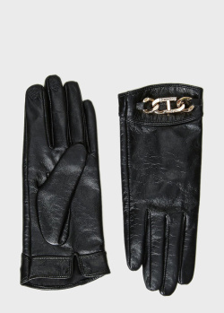 Черные перчатки Twin-Set с фирменным декором, фото