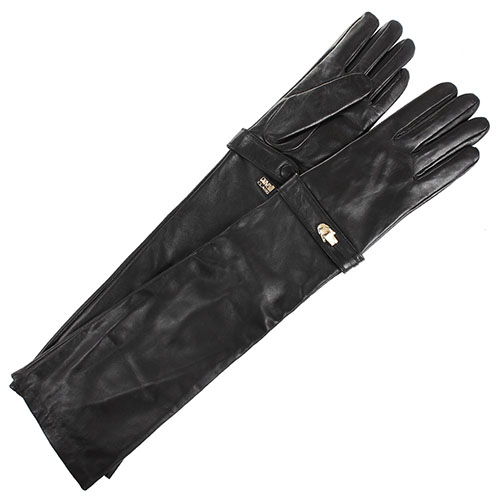 Высокие перчатки Cavalli Class Gloves из мягкой кожи черного цвета ...