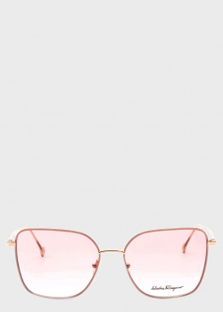 Металлические очки Salvatore Ferragamo с розовыми линзами, фото