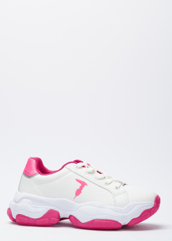 Білі кросівки Trussardi з рожевими вставками, фото