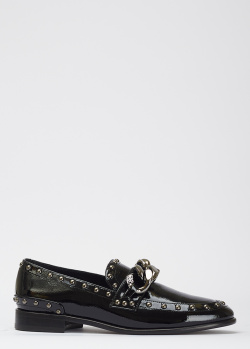 Черные лоферы Casadei с декором-цепью, фото
