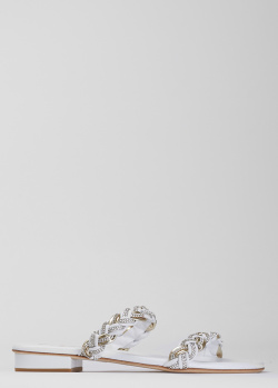 Білі шльопанці Cesare Casadei з декором зі страз, фото