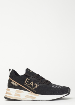 Текстильні кросівки EA7 Emporio Armani із золотистим логотипом, фото