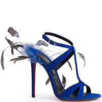 Синие босоножки Merlyn Shoes с декором в виде перьев, фото