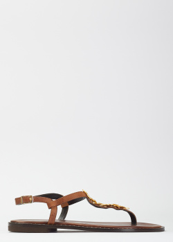 Коричневі сандалії Fratelli Robinson з декором-пером, фото