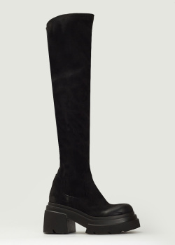 Черные ботфорты Elena Iachi на среднем каблуке, фото