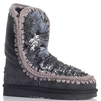 Зимние ботинки Mou черного цвета в пайетках, фото