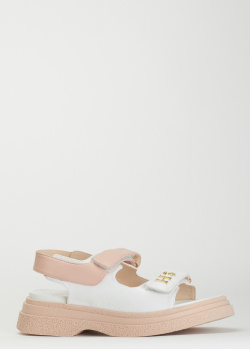 Бело-розовые сандалии Helena Soretti на широких липучках, фото