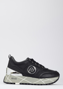 Черные кроссовки Liu Jo Maxi Wonder с серебристыми деталями, фото