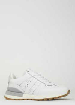 Белые кожаные кроссовки Fru.It с перфорацией, фото