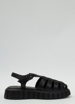 Сандалії зі шкіри Voile Blanche Grenelle чорного кольору, фото