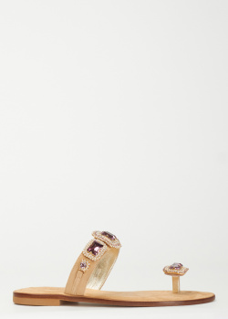Замшевые шлепанцы Eddicuomo с декором-камнями, фото