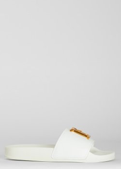 Белые шлепанцы Dsquared2 с брендовым декором, фото