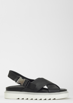 Чорні сандалі Bogner із зернистої шкіри, фото