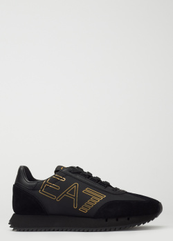 Жіночі чорні кросівки EA7 Emporio Armani із золотистим лого, фото