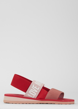 Красные сандалии Love Moschino с брендовой надписью, фото