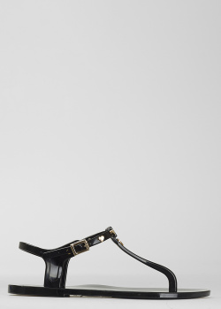 Чорні сандалі Love Moschino з фірмовим декором, фото