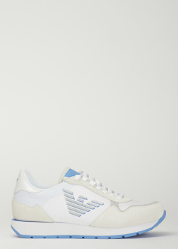 Белые кроссовки Emporio Armani с глиттерными блестками, фото