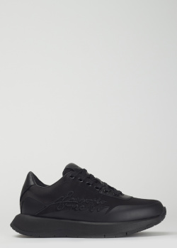 Чорні кросівки Emporio Armani з фірмовою вишивкою, фото