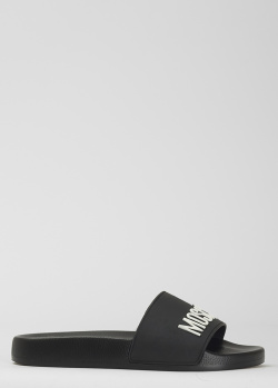 Черные шлепанцы Love Moschino с логотипом, фото