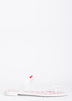 Белые шлепанцы Love Moschino с тонкими ремешками, фото