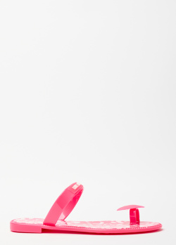 Шльопанці з декором Love Moschino кольору фуксії, фото