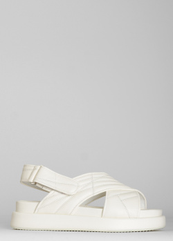 Білі сандалії зі шкіри Loriblu з геометричним стібком, фото