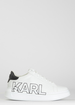 Белые кеды Karl Lagerfeld с брендовым принтом, фото