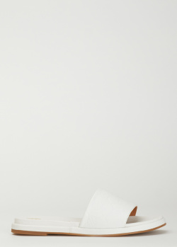 Білі шльопанці Unisa Carmin зі шкіри з тисненням, фото