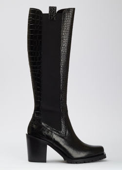 Чорні чоботи Laura Bellariva зі шкіри з тисненням, фото