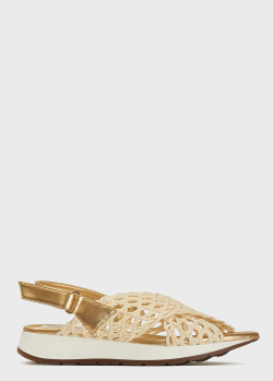 Золотисто-бежевые сандалии Loriblu с плетеным верхом, фото