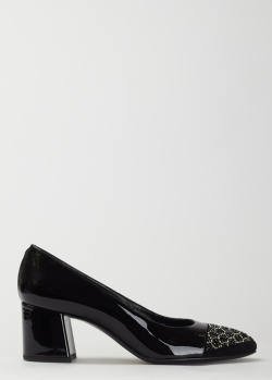 Лакированные туфли Accademia с замшевым мысом в стразах, фото