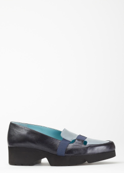 Чорні туфлі Thierry Rabotin з блакитною вставкою, фото