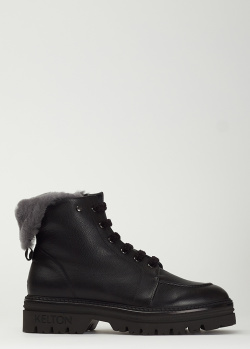 Зимові черевики Kelton із чорної зернистої шкіри, фото