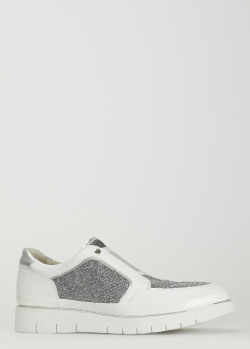 Туфлі зі шкіри Lab Milano з текстильними вставками, фото