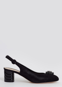 Туфли-слингбеки Donna Serena из черной замши, фото