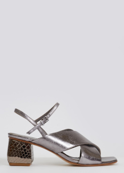 Босоніжки зі шкіри Giancarlo Paoli сріблястого кольору, фото