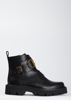 Кожаные ботинки Angelo Bervicato на шнуровке и молнии, фото