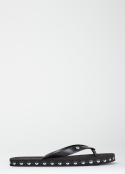 Чорні шльопанці Chiara Ferragni з принтом на підошві, фото