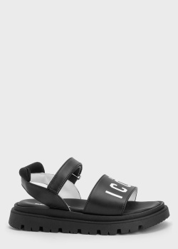 Кожаные сандалии Dsquared2 Icon с фирменным принтом, фото