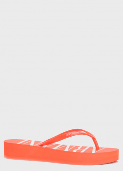 Красные шлепанцы Emporio Armani с плоской подошвой, фото