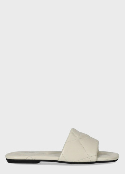 Бежеві шльопанці Emporio Armani з брендовим тисненням, фото